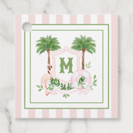 Cabana Stripes Palm Beach Monogram Crest Bedankjes Labels