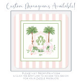Cabana Stripes Palm Beach Monogram Crest Enclosure Notitiekaartje
