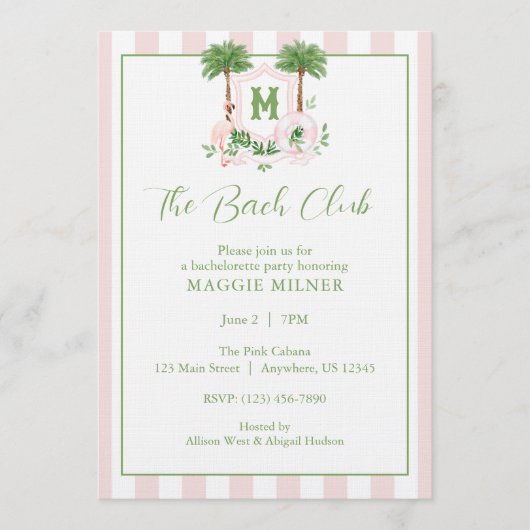 Cabana Stripes Palm Beach Monogram Crest Kaart (Voorkant)