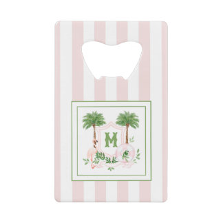 Cabana Stripes Palm Beach Monogram Crest Kredietkaart Flessenopener