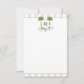 Cabana Stripes Palm Beach Monogram Crest Notitiekaartje (Voorkant)
