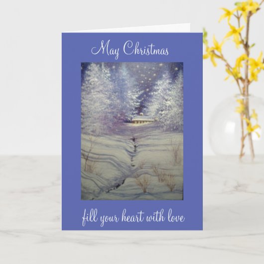 Cabane dans les bois, carte de Noël (Fleur jaune)