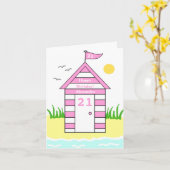 Cabane de plage Carte 21 ans (Fleur jaune)