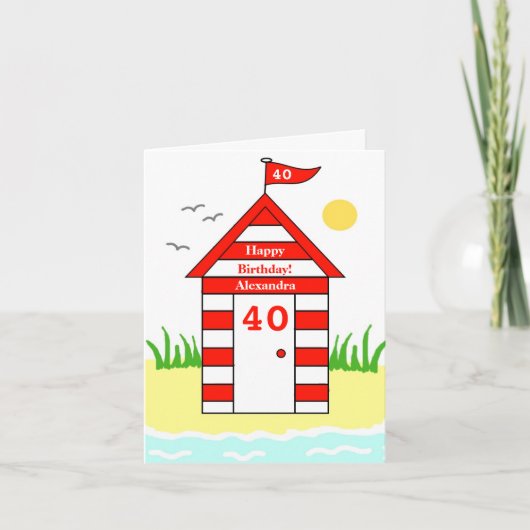 Cabane de plage carte 40 ans (Devant)