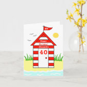 Cabane de plage carte 40 ans (Fleur jaune)