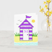 Cabane de plage carte violette (Fleur jaune)