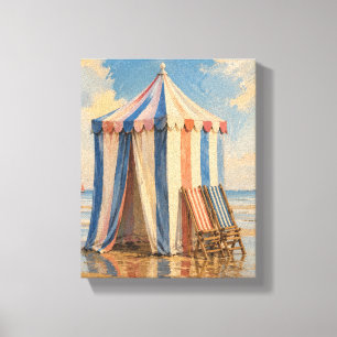 Cabane rayée à marée basse Toile de plage côtière