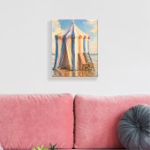 Cabane rayée à marée basse Toile de plage côtière (Insitu(Salon))
