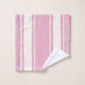 Cabane Rose et Blanc Rayure Verticale Été (Gant de toilette)