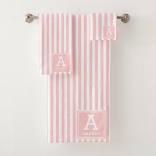 Cabane rose pâle rayures Initiales monogrammes