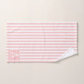 Cabane rose pâle rayures Initiales monogrammes (Serviette à main)
