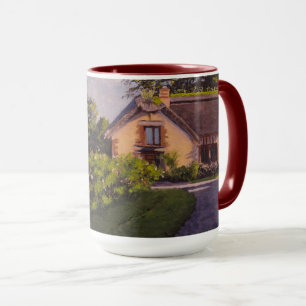 Cabane Rustique Avec Mug aux Violets, Verts, Jaune