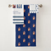 Cabanes de plage rayures parasols texte personnali (En situation)