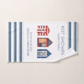 Cabanes de plage rayures parasols texte personnali (Serviette à main)