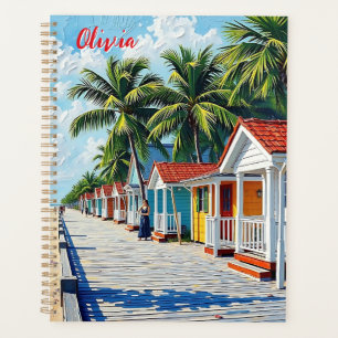 Cabanes de plage tropicales colorées