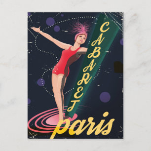 Cabaret Parijs vintage reisposter Briefkaart