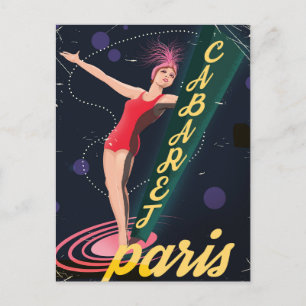Cabaret Parijs vintage reisposter Feestdagenkaart