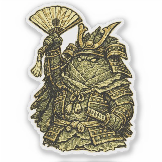 Cabbage Colonel — Funny Vegetable Commander  Sticker (Voorkant)
