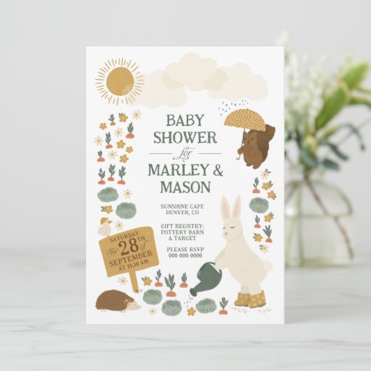 Cabbage Patch Douche Bunny Baby shower Invitation (Debout devant)