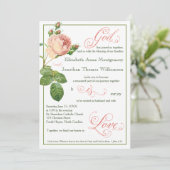 Cabbage Roos God is Love Wedding Invitation Kaart (Staand voorkant)