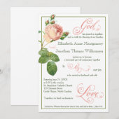 Cabbage Roos God is Love Wedding Invitation Kaart (Voorkant / Achterkant)