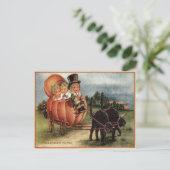 Cabbagehead Pumpkin Carriage Black Cat Briefkaart (Staand voorkant)