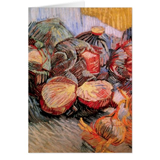 Cabbages rouges et oignons par Vincent van Gogh (Devant)