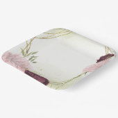 cabernet roze bloemen groen bruiloft papieren bordje (Gebogen)