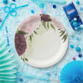 cabernet roze bloemen groen bruiloft papieren bordje (Feest)