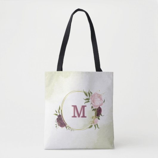 cabernet roze bloemengroen draagtas (Voorkant)