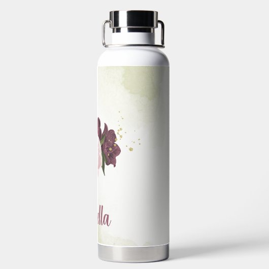 cabernet roze bloemengroen waterfles (Achterkant)