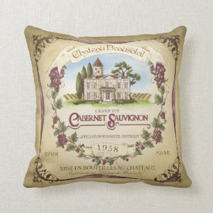 Cabernet Sauvignon Wine Label Art Pillow Kussen