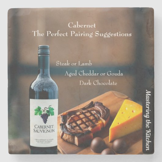 Cabernet Wine Pairing Guide/Mastering the Kitchen Stenen Onderzetter (Voorkant)