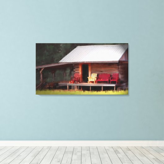 Cabin Adirondacks Canvas Afdruk (Insitu (Houten vloer))