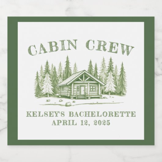 Cabin Crew Groen Kamp Meisje-uitjechtfeest Sparkling Wijnetiket (Enkel label)