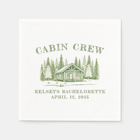 Cabin Crew Groen Meisjesuitje Vrijgezellenfeest Servet (Voorkant)