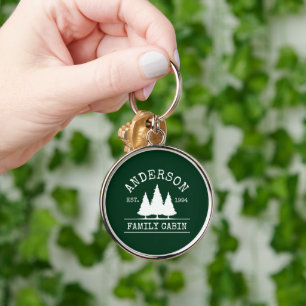 Cabin familienaam Forest Green Rond Sleutelhanger