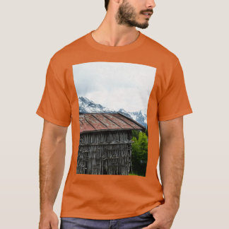Cabin Hut Wood Landscape Natuur Mountains T-shirt