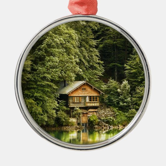 Cabin Lake House Metalen Ornament (Voorkant)