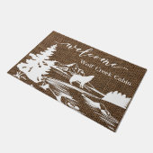 Cabin Mountain Home Vacation Rental Wolf Doormat Deurmat (Schuin)