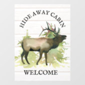 Cabin Rustic Elk wood Personalized Mountain STR Raamsticker (Vel)
