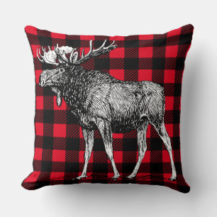 Cabin Rustic Moose Red Buffalo Plaid Kussen