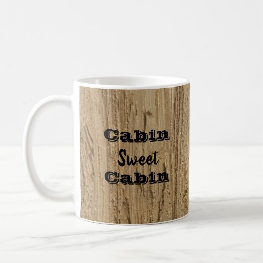 Cabin Sweet Cabin Woodgrain Foto Natural Rustic Koffiemok (Links)