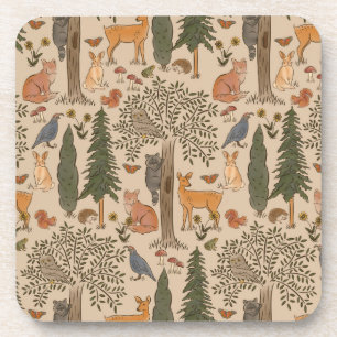 Cabincore Woodland Forest Animals Bier Onderzetter