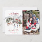 Cabine aquarelle | Carte photo de Noël (Devant)