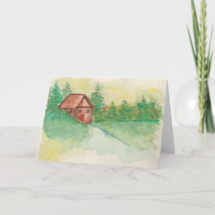 Cabine D'Aquarelle Dans La Carte Bois Note