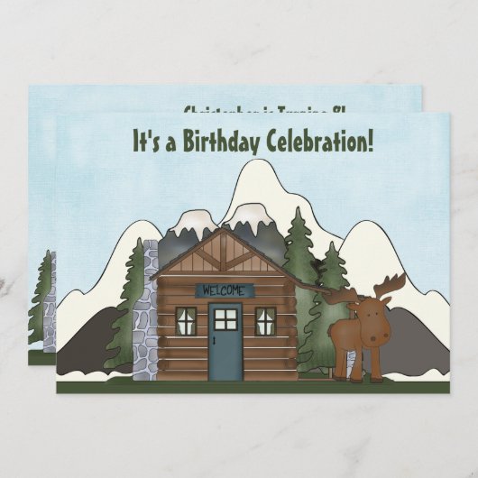 Cabine de la montagne mignonne et Invitations d'an (Devant / Derrière)