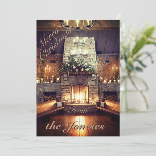 Cabine d'hiver cheminée de vacances Invitation (Debout devant)