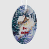 Cabine d'hiver sur la rivière Snowscape Painterly (devant)