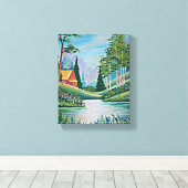 Cabine door het 'Stream Fine Art' schilderen 8x10 Canvas Afdruk (Insitu (Houten vloer))